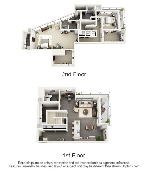 Floor plan for 2 beds, 2 baths, 2342 sqft